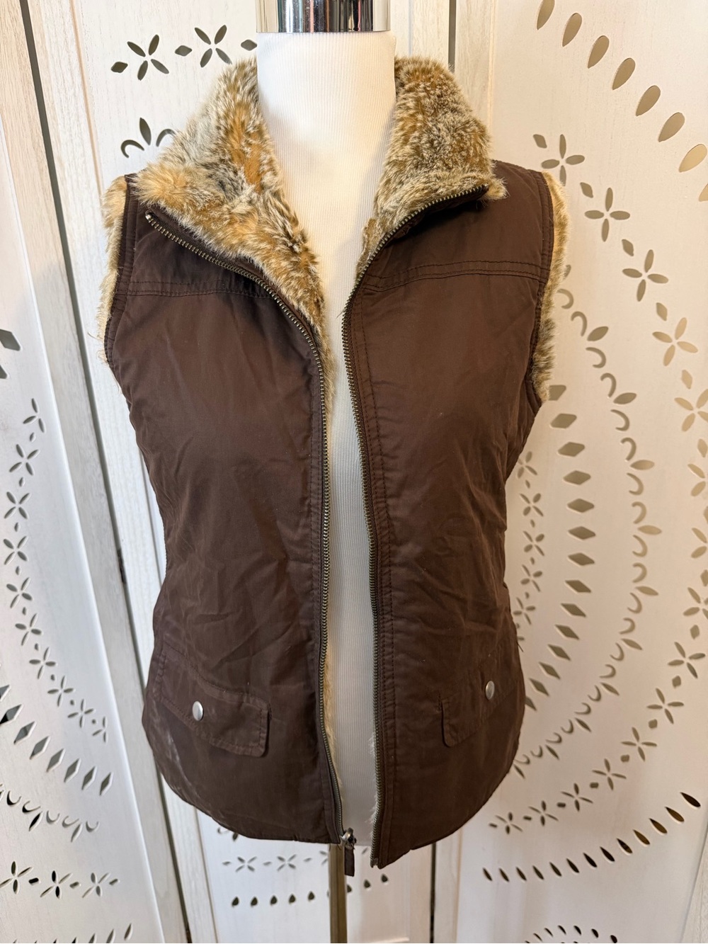Vintage GAP Y2K Faux Fur Reversible Vest